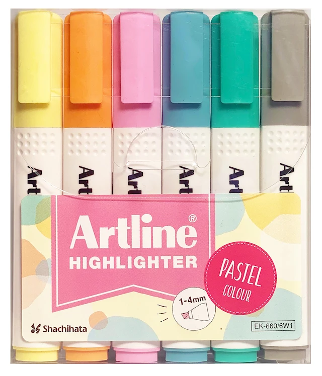 Artline 660 Pastel Korostuskynä, 6 kpl