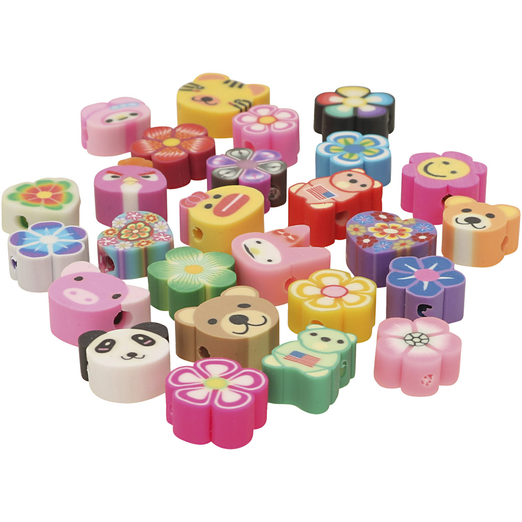 Djur- och blomsterpärlor 10 mm 200-pack