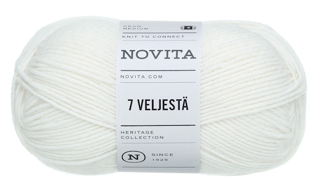 7 Veljestä Lanka Villasekoite 100 g valkoinen 011 Novita