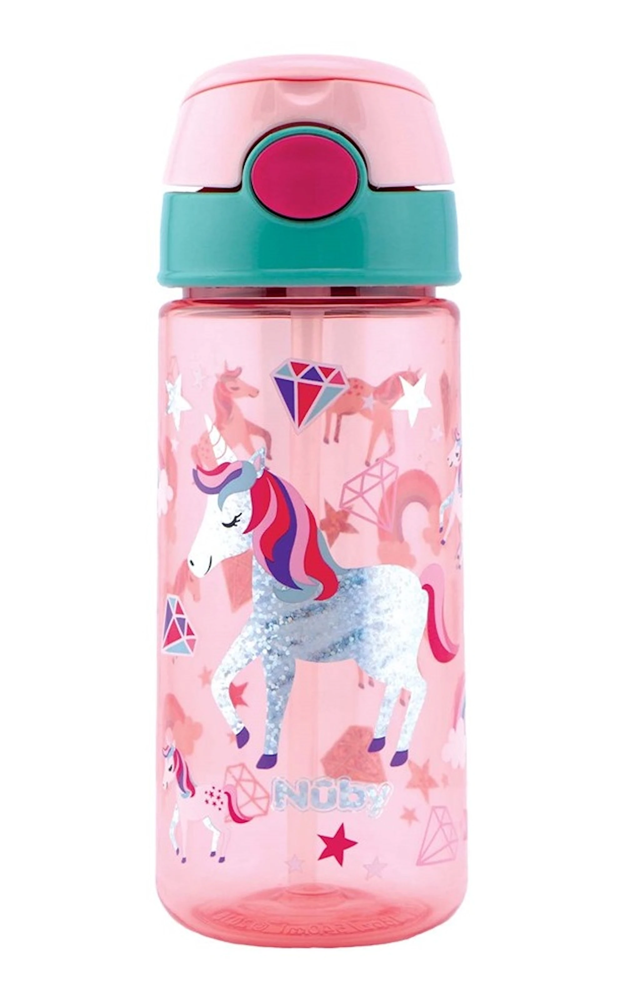 Produktbilde for Soft Straw Vannflaske med Glitter Unicorn Nûby