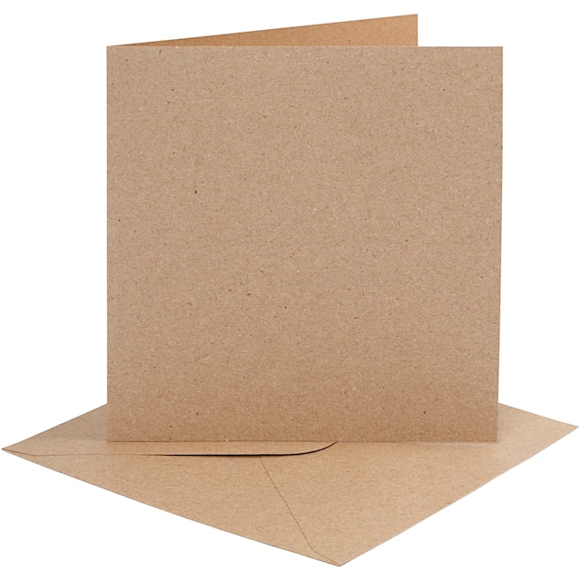 Produktbilde 1 for Kort og konvolutter, kort str. 15,2x15,2 cm, konvolutt str. 16x16 cm, 230 g, natur, 4 sett/ 1 pk.
