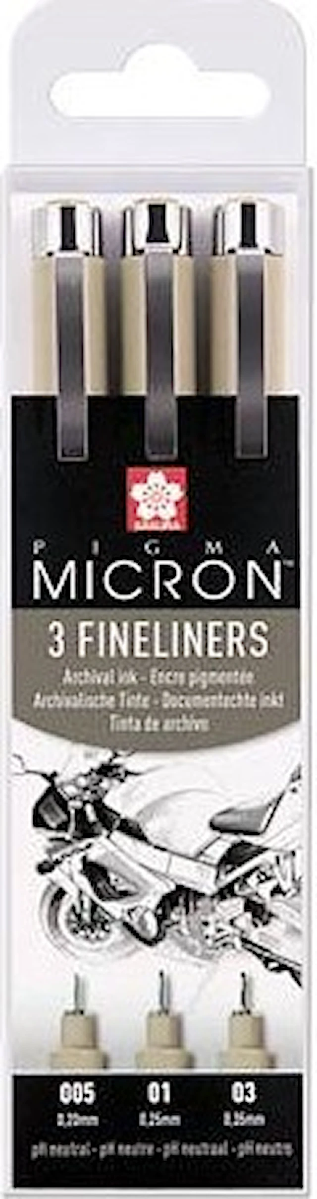 Sakura Pigma Micron fineliner Black 0.2 mm + 0.25 mm + 0.3 mm black 3-set