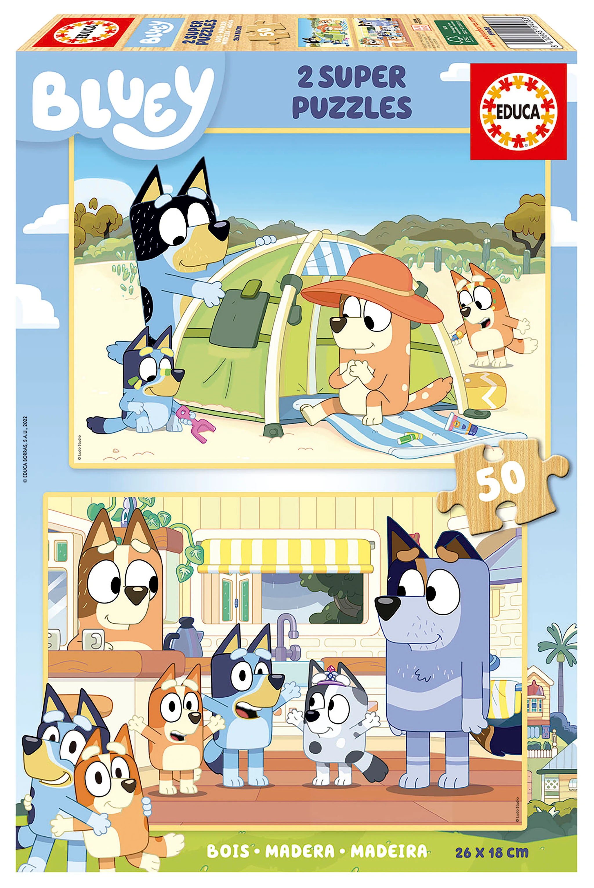 Produktbild för Pussel Bluey 2 X 50 bitar i trä, Educa