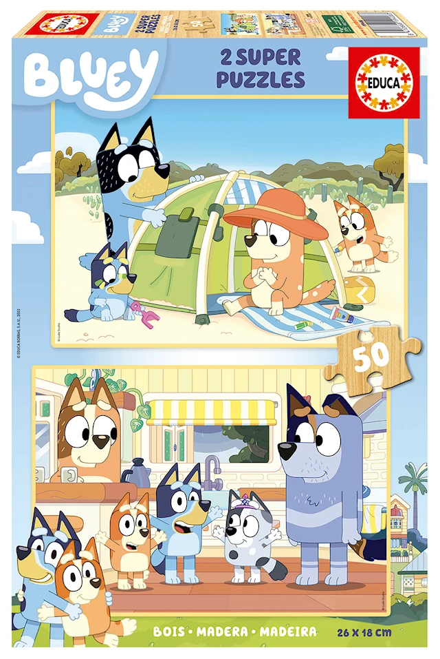 Pussel Bluey 2 X 50 bitar i trä, Educa