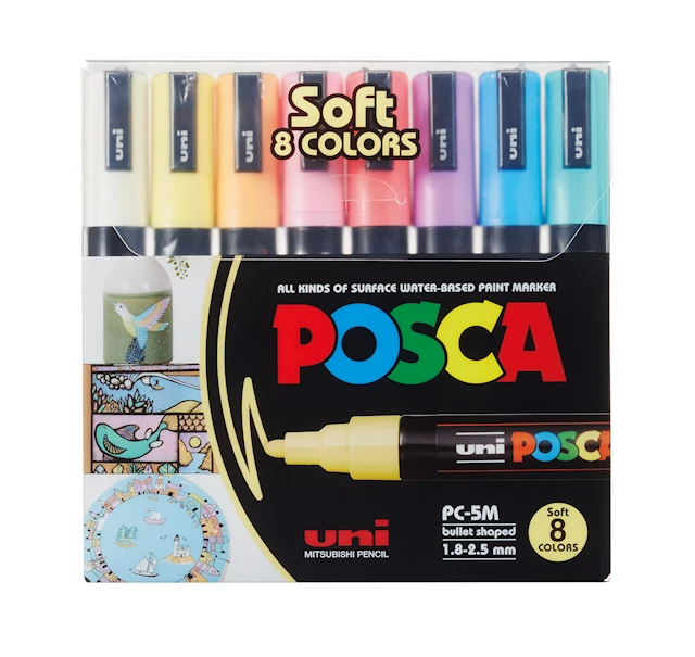Posca Marker Set 8 kpl Soft Colors PC-5M Kärki 1,8-2,5 mm