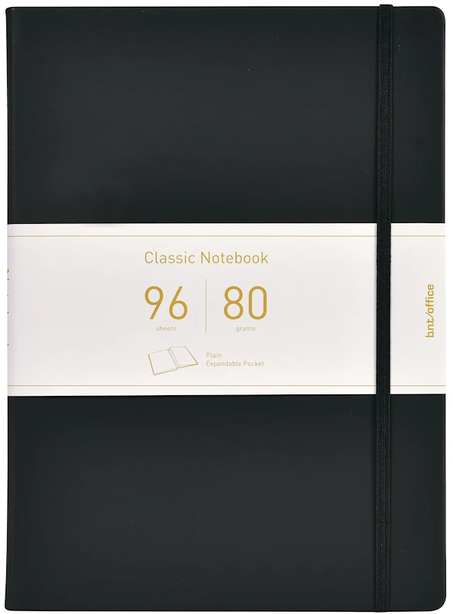 Anteckningsbok A4 Svart PU Olinjerad BNT Office