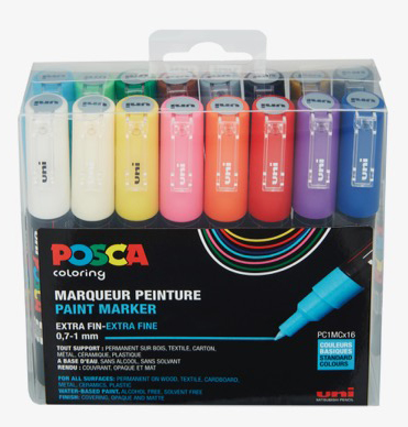 Posca Marker Set 16-p Mixade F&auml;rger PC-1M Spets 0,7-1mm mm
