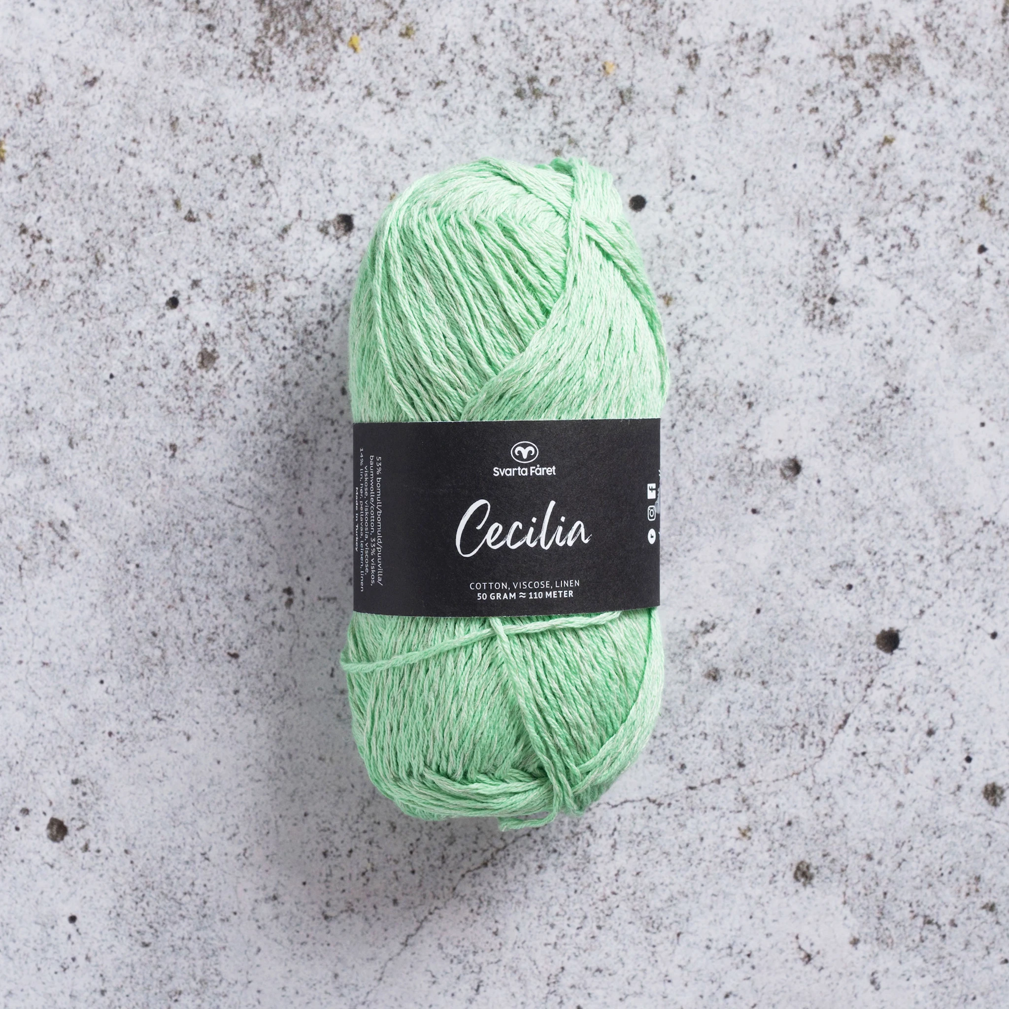 Produktbild för Cecilia Garn Lin- och bomullsmix 50 g Svarta Fåret