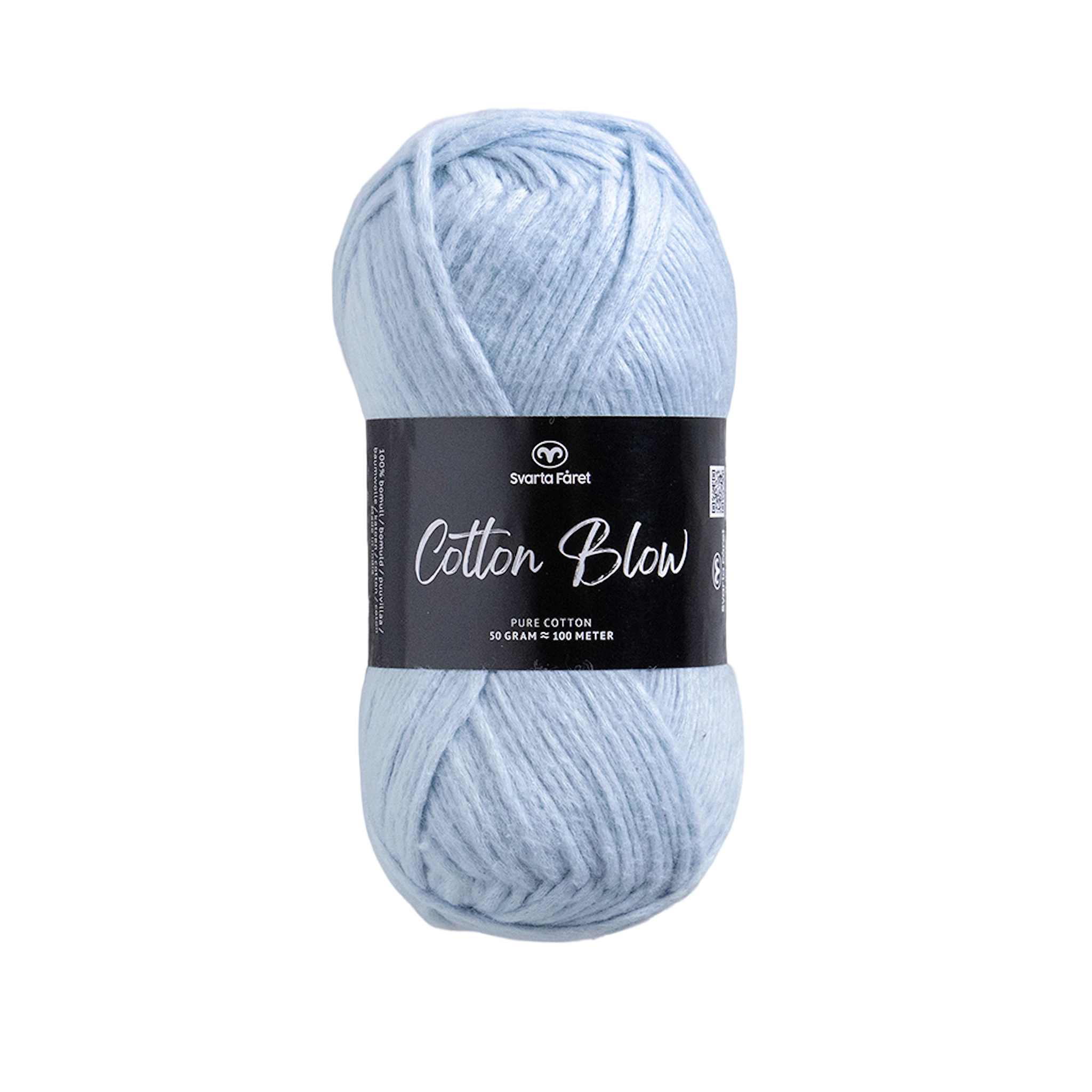 Produktbild för Cotton Blow Bomullsgarn 50 g Mistify Blue 018 Svarta Fåret