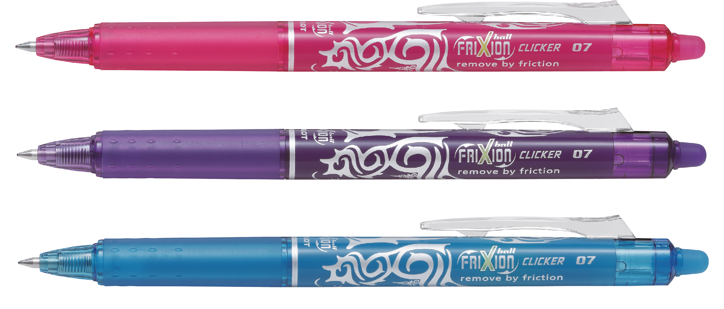 Frixion Clicker 3-Pack Vaaleanpunainen/Vaaleansininen/Violetti Pilot