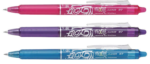 Frixion Clicker 3-Pack Vaaleanpunainen/Vaaleansininen/Violetti Pilot