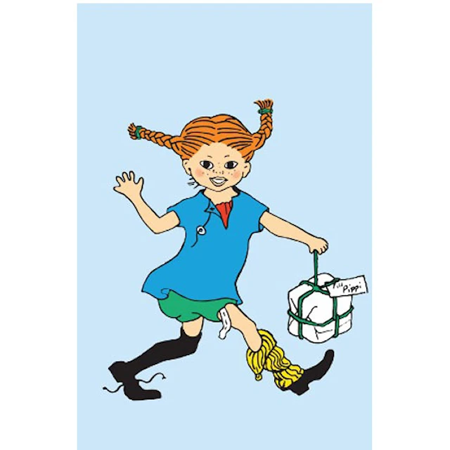 ASTRID Pippi Gratulationskort med Kuvert Blå Barbo Toys