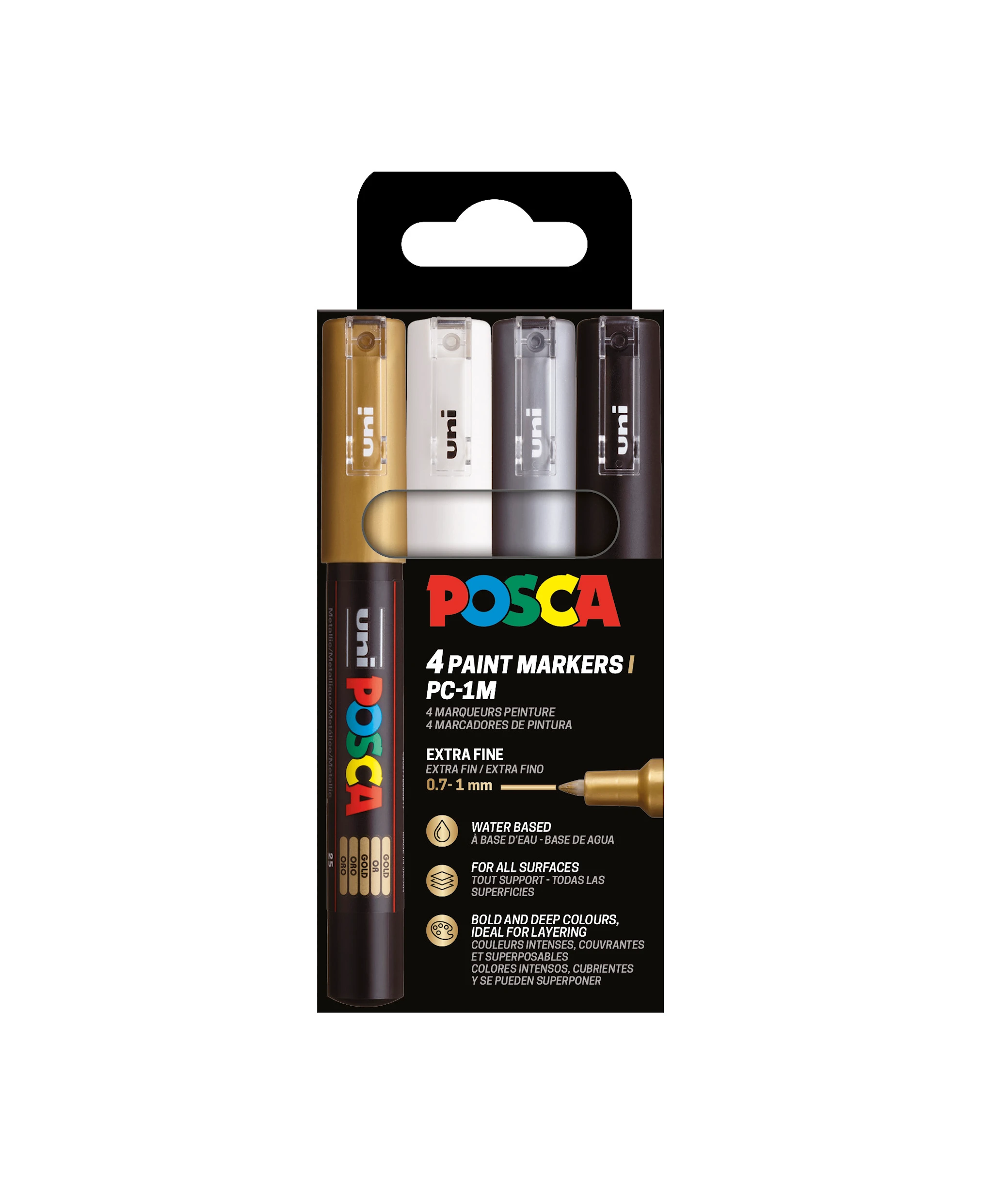 Tuotekuva ille Posca Marker Set 4-p kulta, hopea, valkoinen, musta