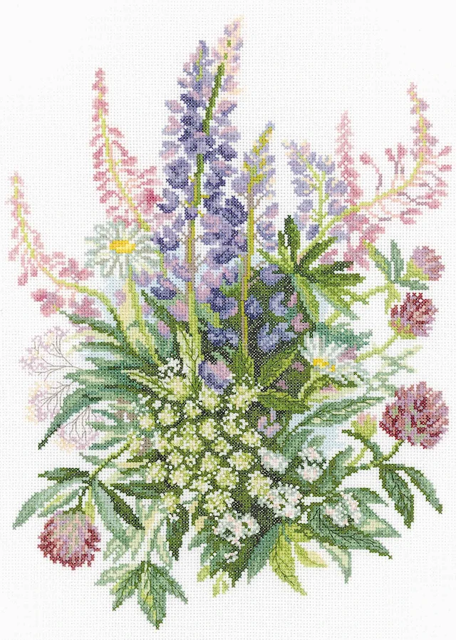 Broderikit klöver och lupiner 30x38 cm RTO