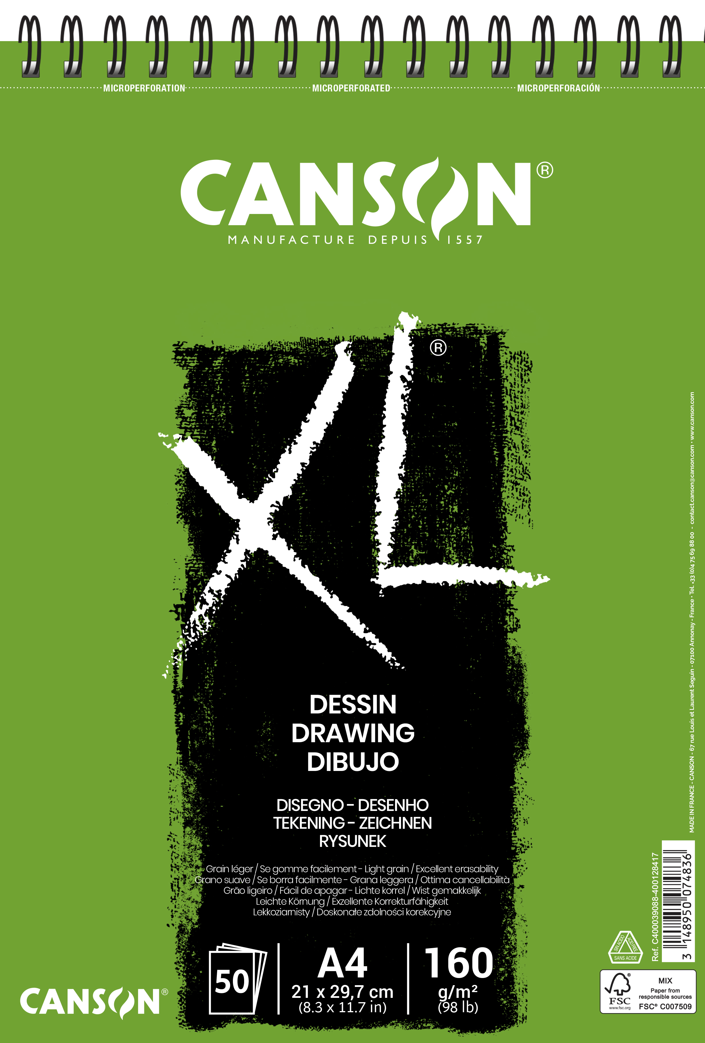 Ritblock A4 60 ark 160g Canson XL Dessin