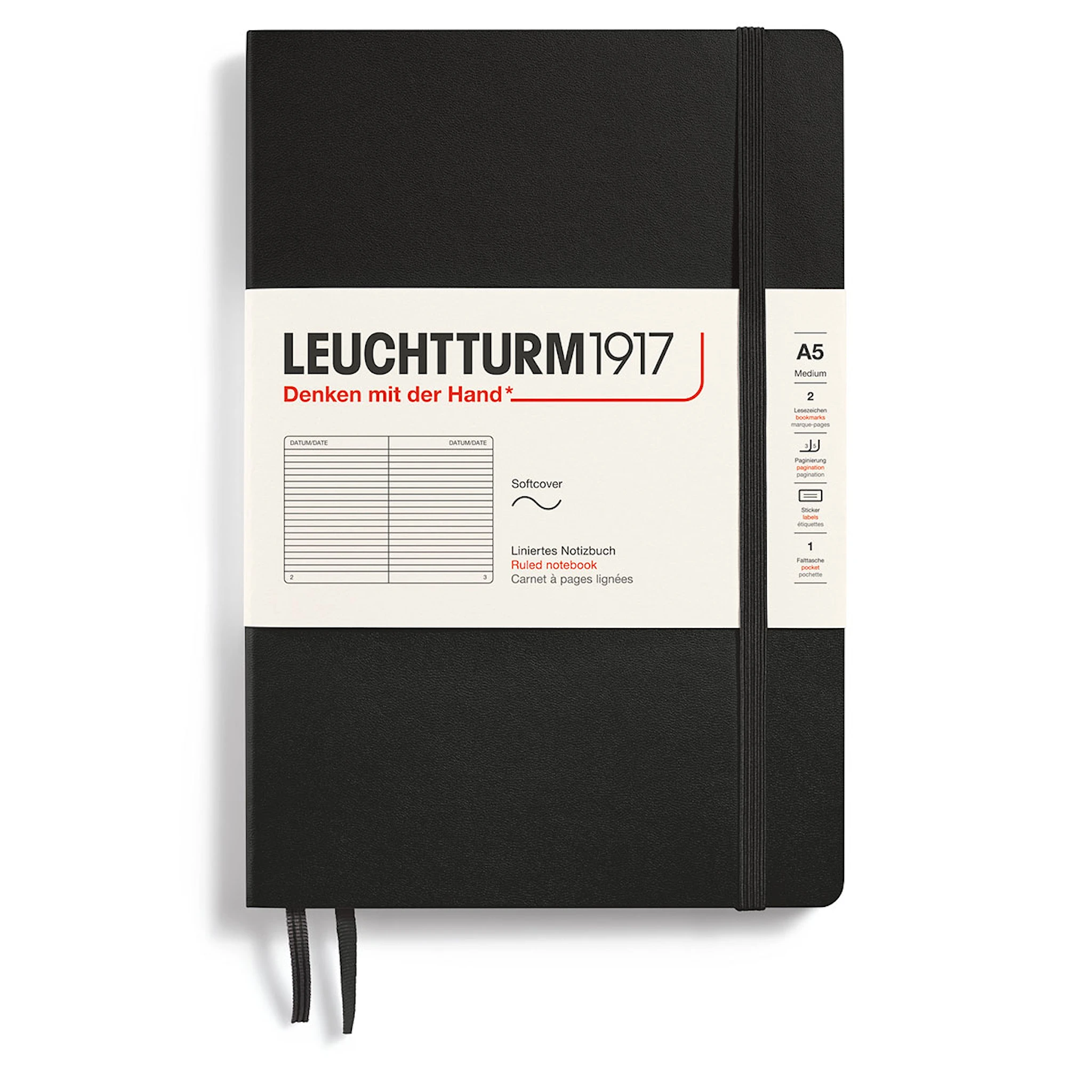 Produktbild för Anteckningsbok A5 Soft Linjerad Black Leuchtturm1917