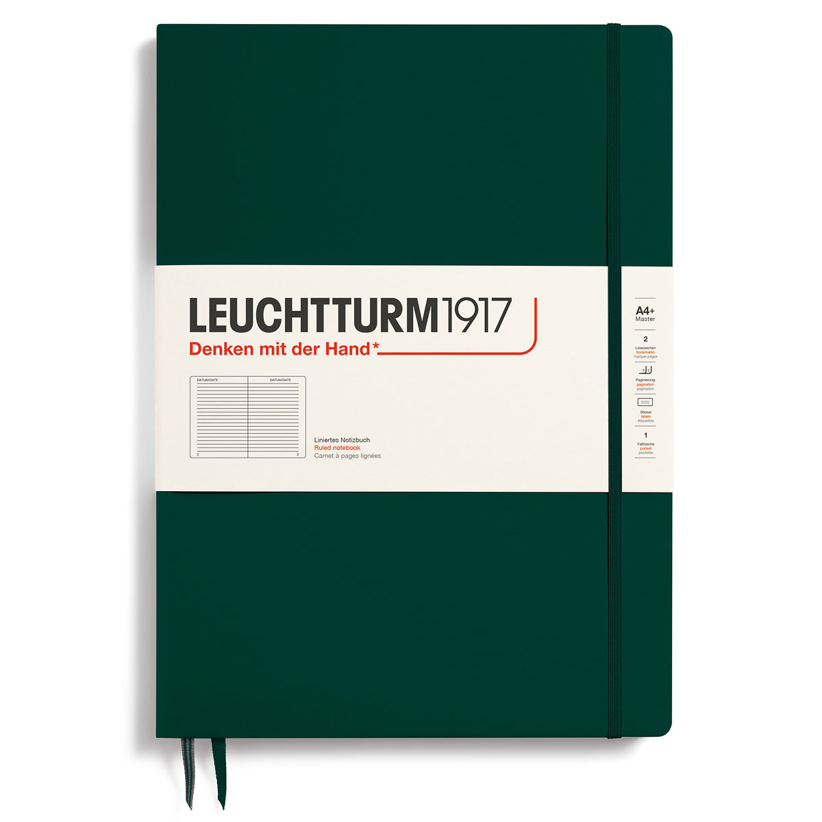 Anteckningsbok A4+ Slim Linjerad Forest Green Leuchtturm1917