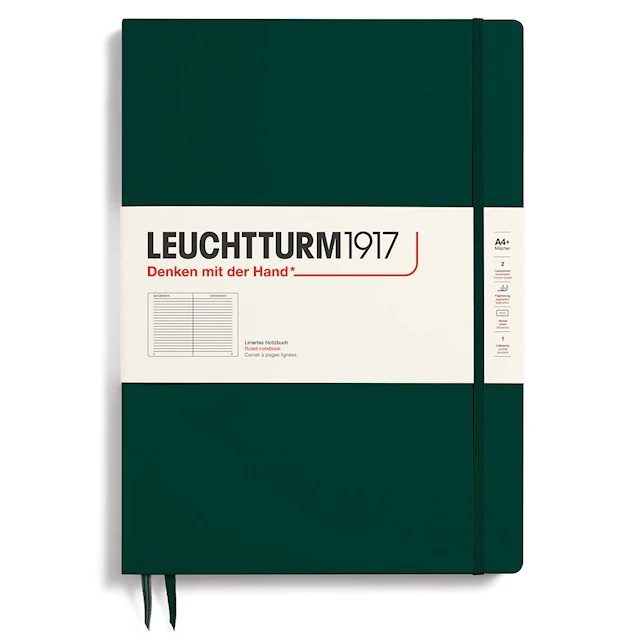 Muistikirja A4+ Slim Viivattu Metsänvihreä Leuchtturm1917