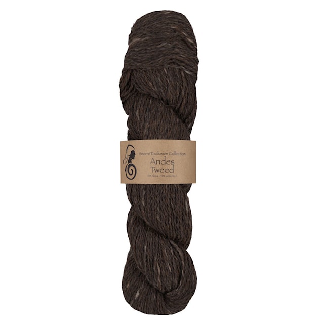 Andes Tweed alpakka, villa 50 g  Tummanruskea 208, Viking Snorre
