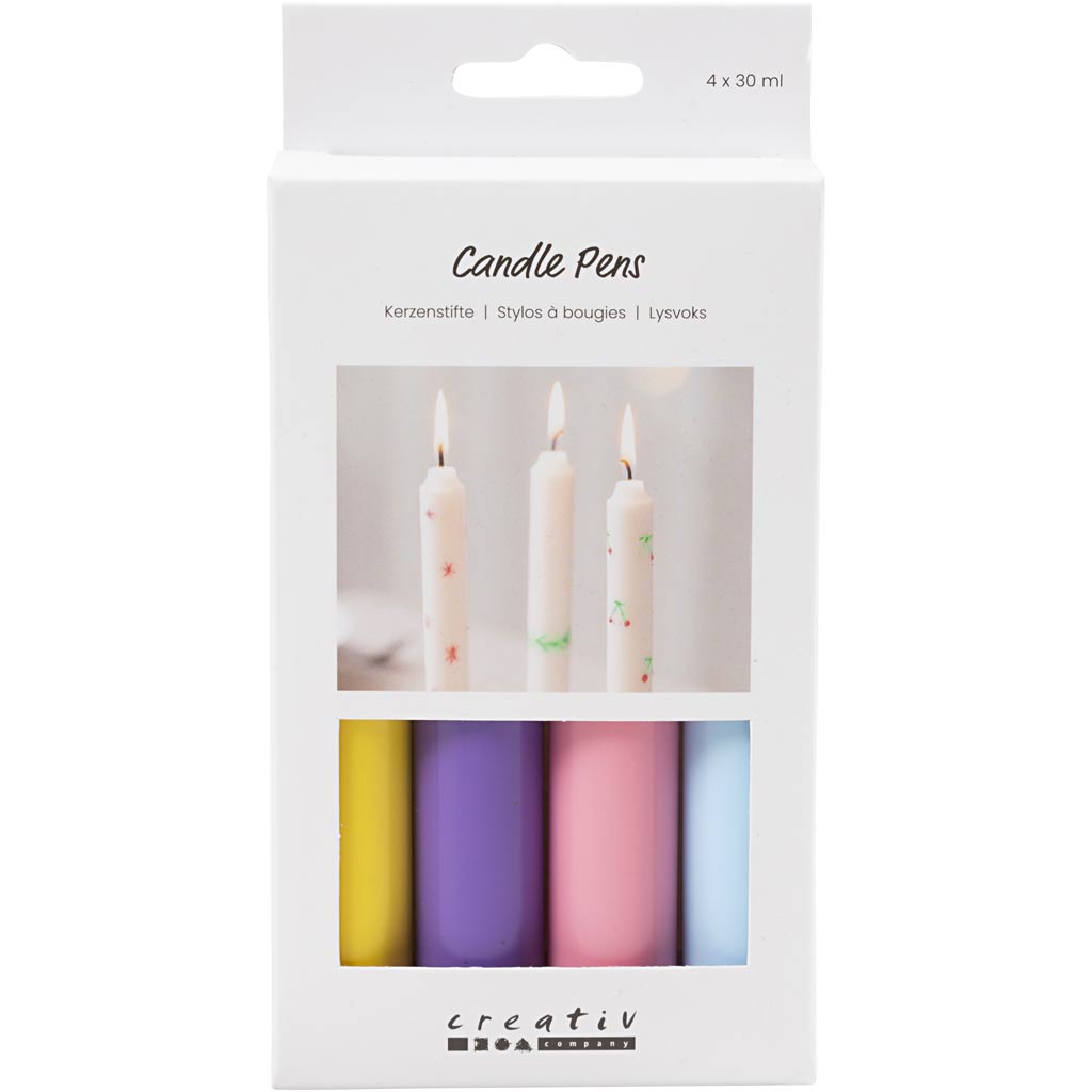 Ljuspennor, ljusbl&aring;, ljusrosa, lila, gul 30 ml 4-pack