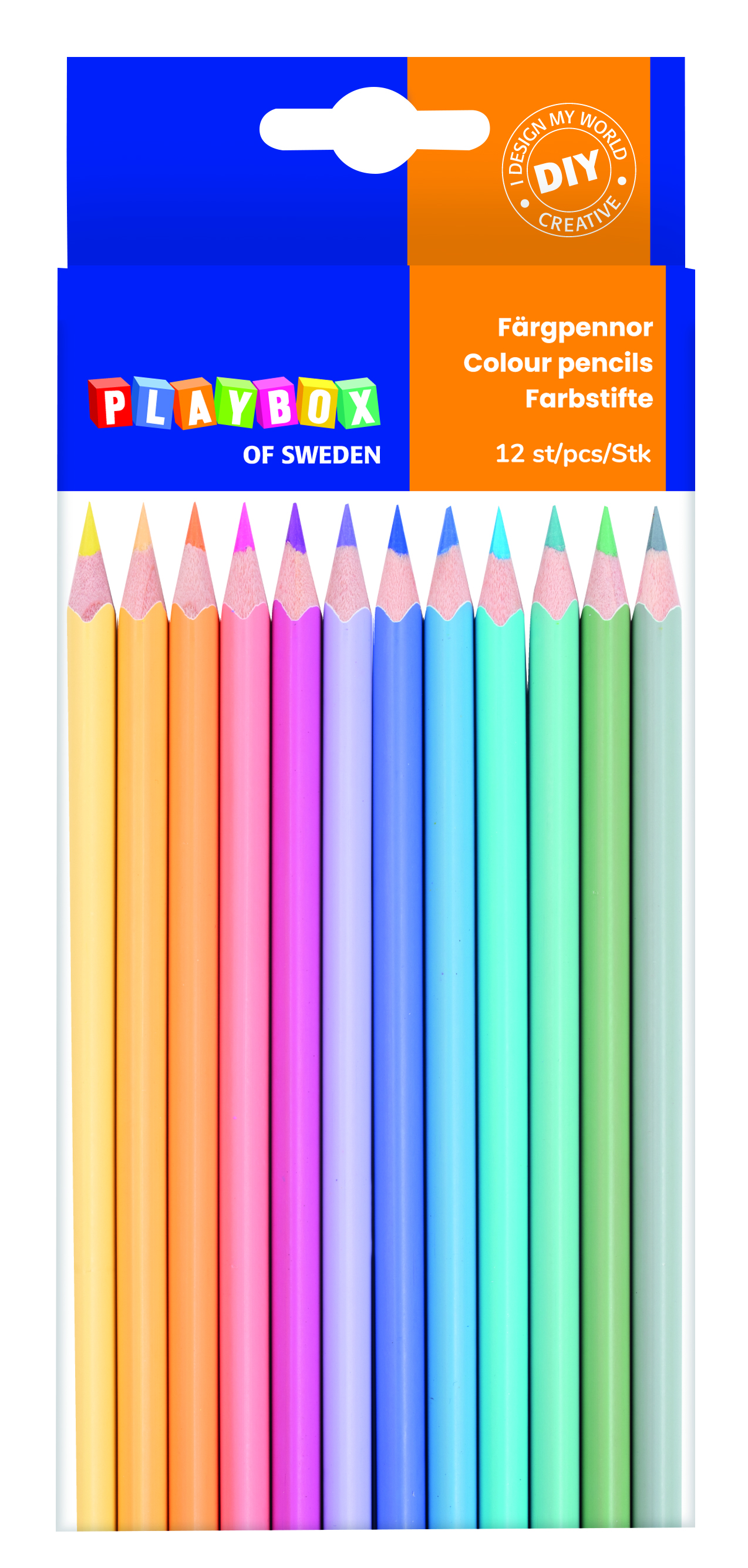Pastellfärgpennor Trekantiga 12 st Playbox