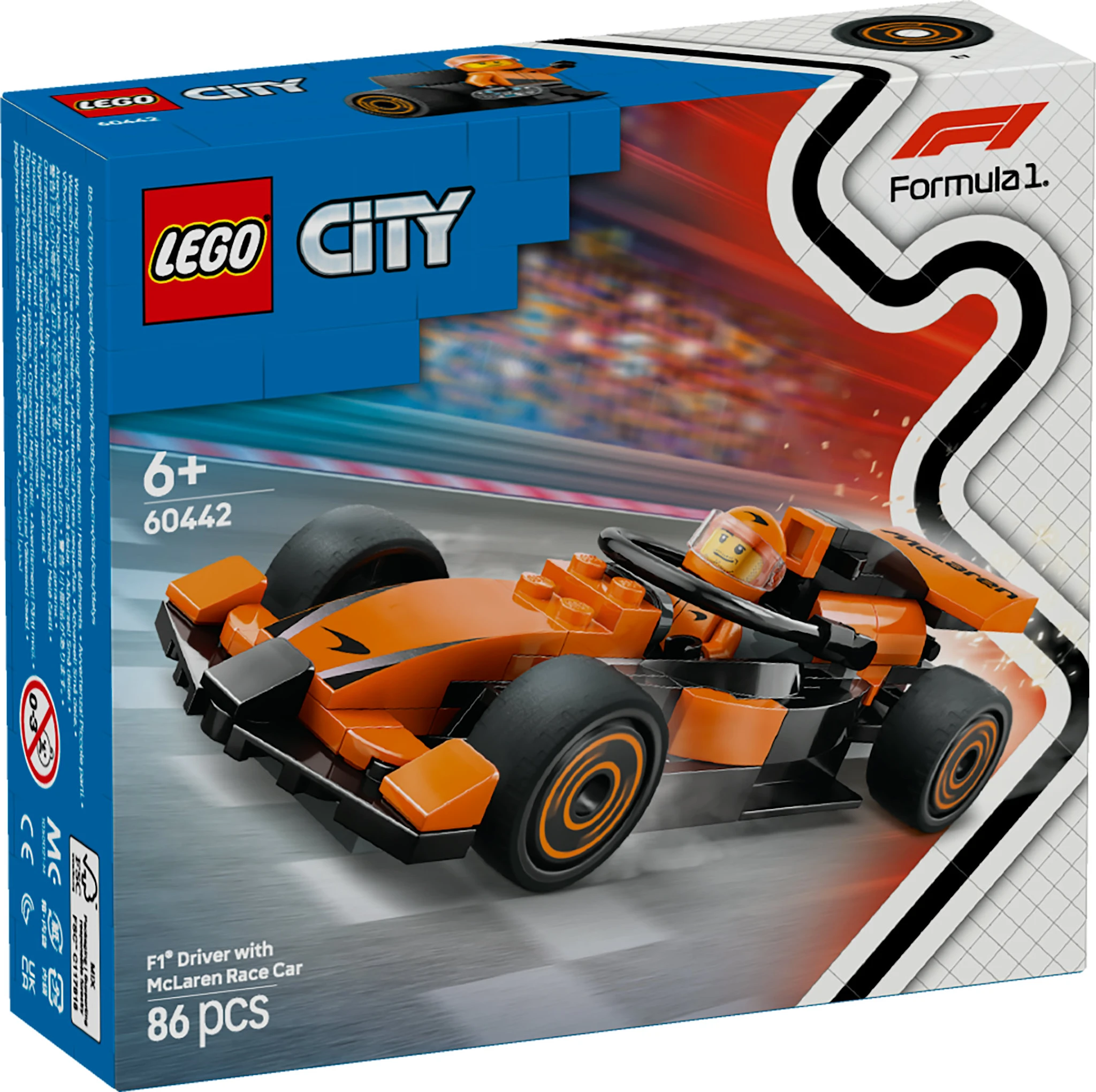 Tuotekuva ille F1®-kuljettaja ja McLaren-kilpa-auto LEGO® City (60442)