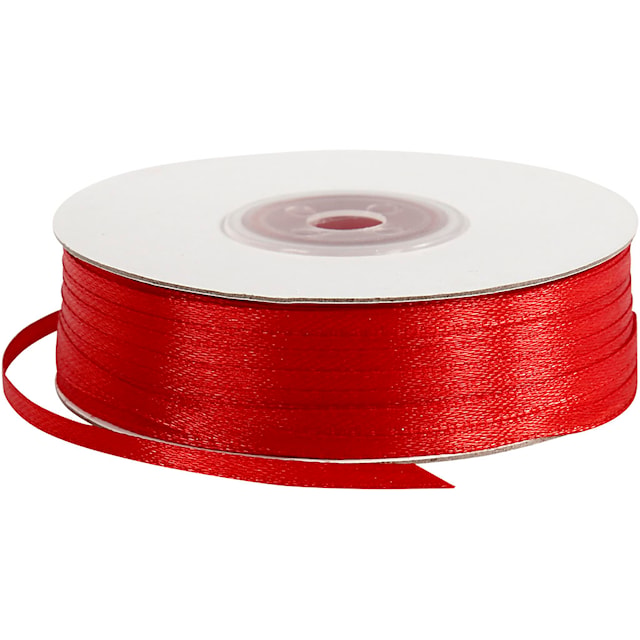 Tuotekuva 1 - Satiininauha, Lev: 3 mm, punainen, 100 m/ 1 rll