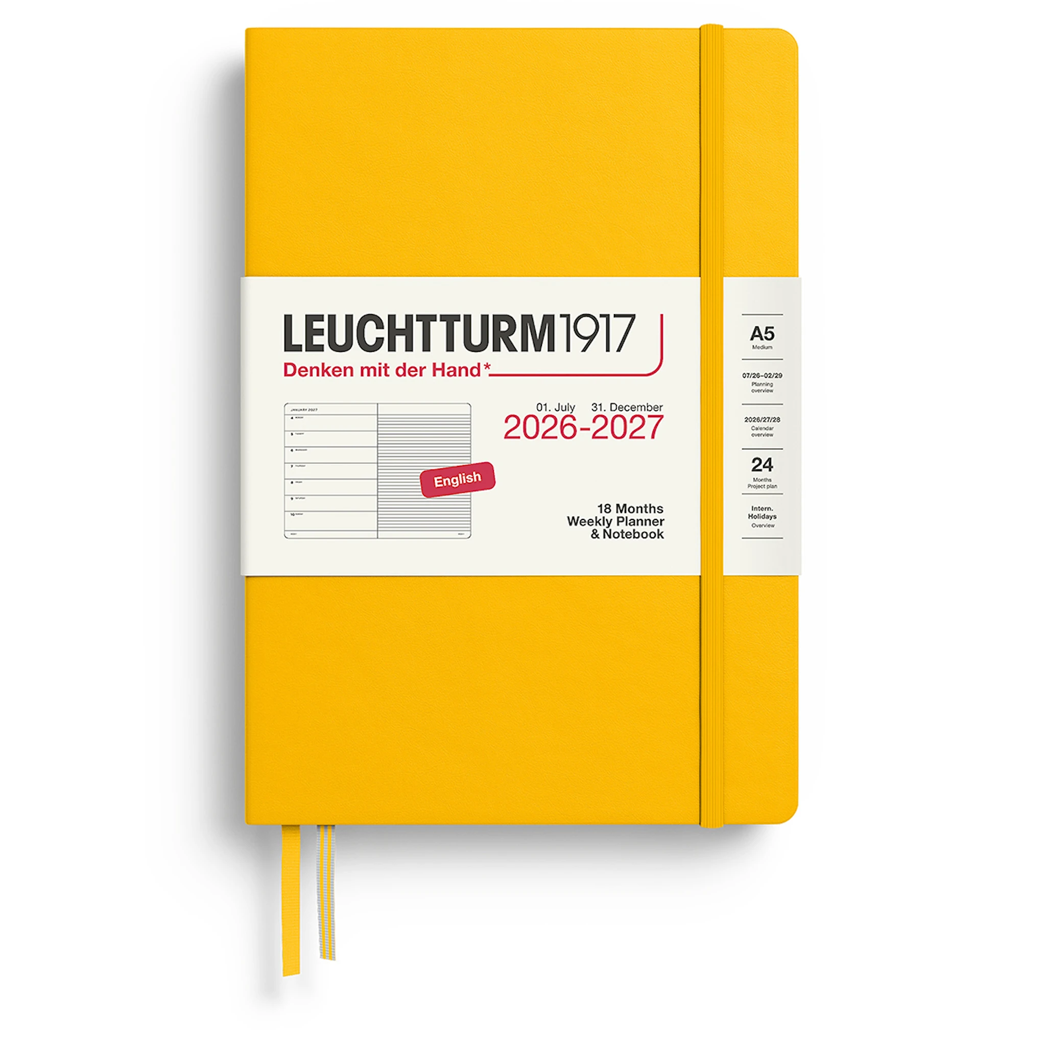 Tuotekuva ille Weekly Planner & Notebook 18m 26-27 A5 Sunflower Leuchtturm1917
