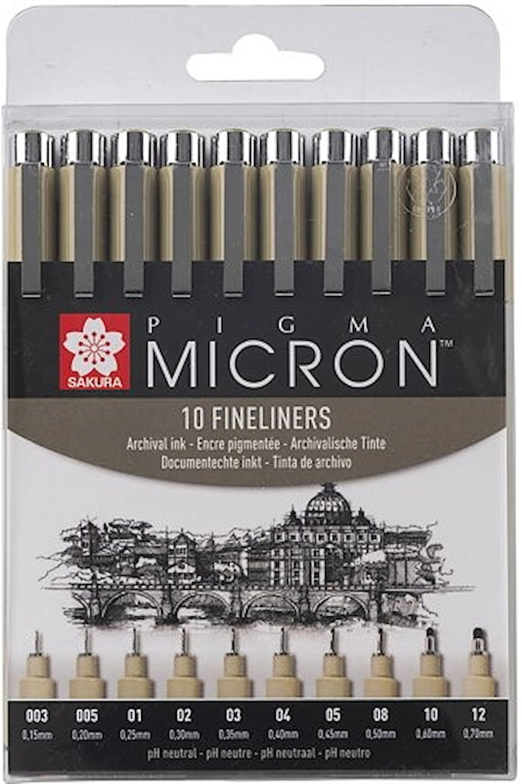 Produktbild för Sakura Pigma Micron Fineliner Black 10-set