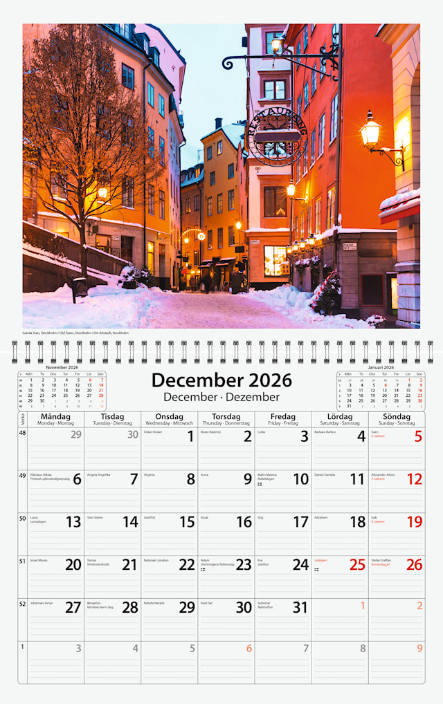 Produktbild 2 för Väggkalender Sverige Sevärdheter 2026 Almanacksförlaget
