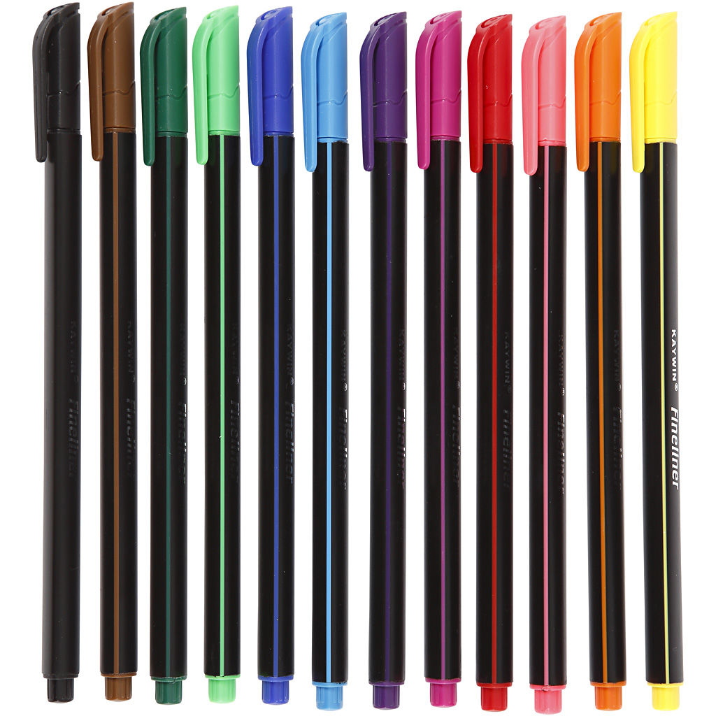 Fineliner Tuschpennor 0,6-0,7 mm 12-pack
