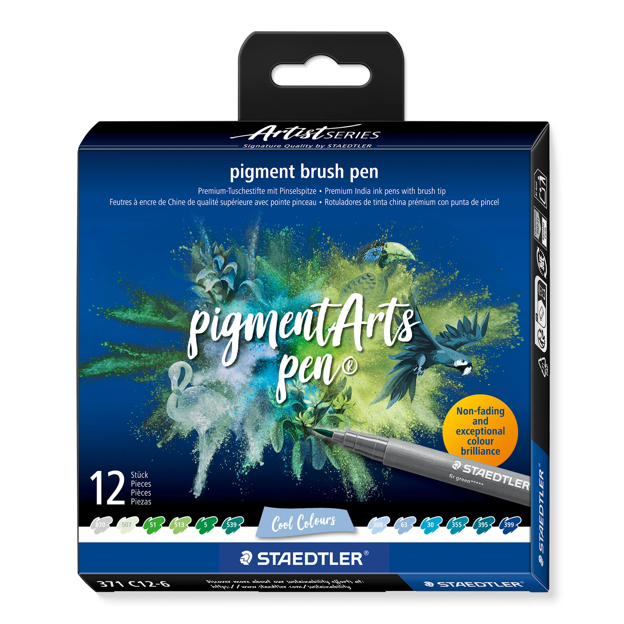 Tuotekuva ille Sivellinkynä Pigmentti Kylmät värit 12-pack Staedtler