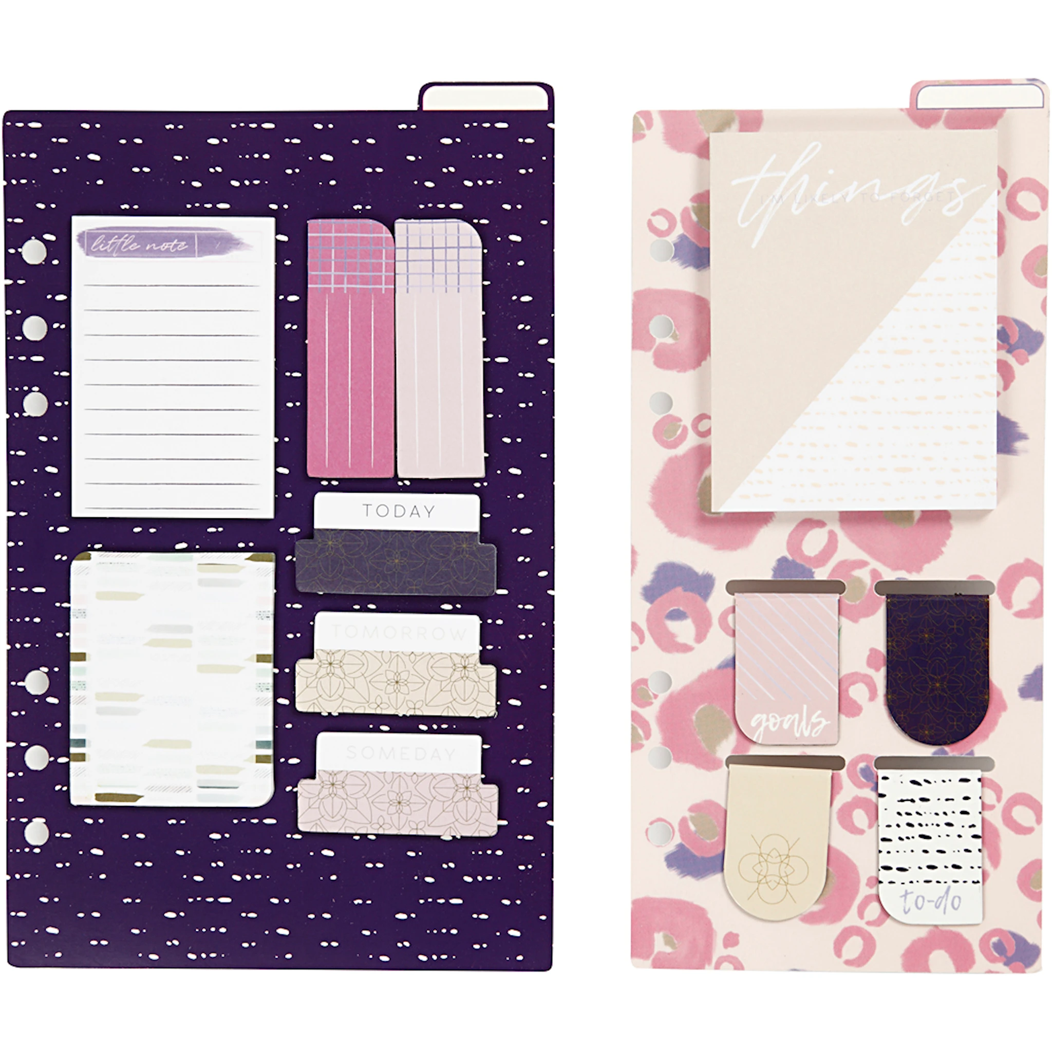 Tuotekuva ille Post- it tarralajitelma ja kirjanmerkit, koko 10,3x22 + 13,8x22 cm, kulta, violetti, rosa, 2 ark/ 1 pkt