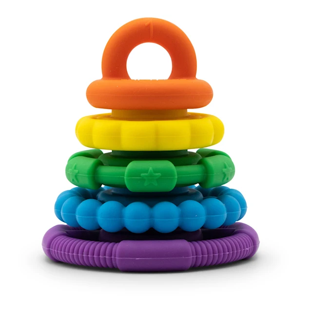 Jellystone Designs Stapelleksak och Bitring Rainbow Janod