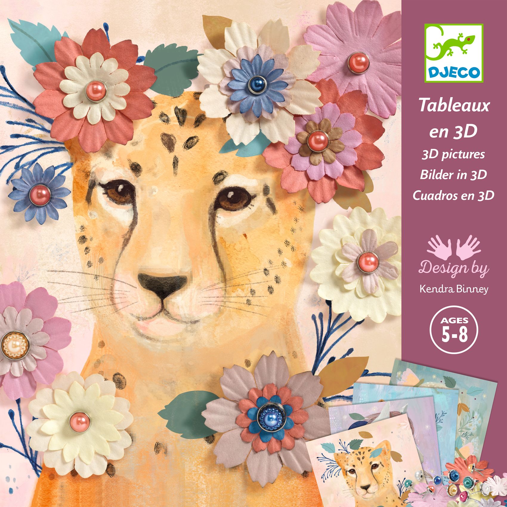 DIY-Kit Bilder med Blomeffekter 4 Grundbilder 100 Pappersblomblad Djeco