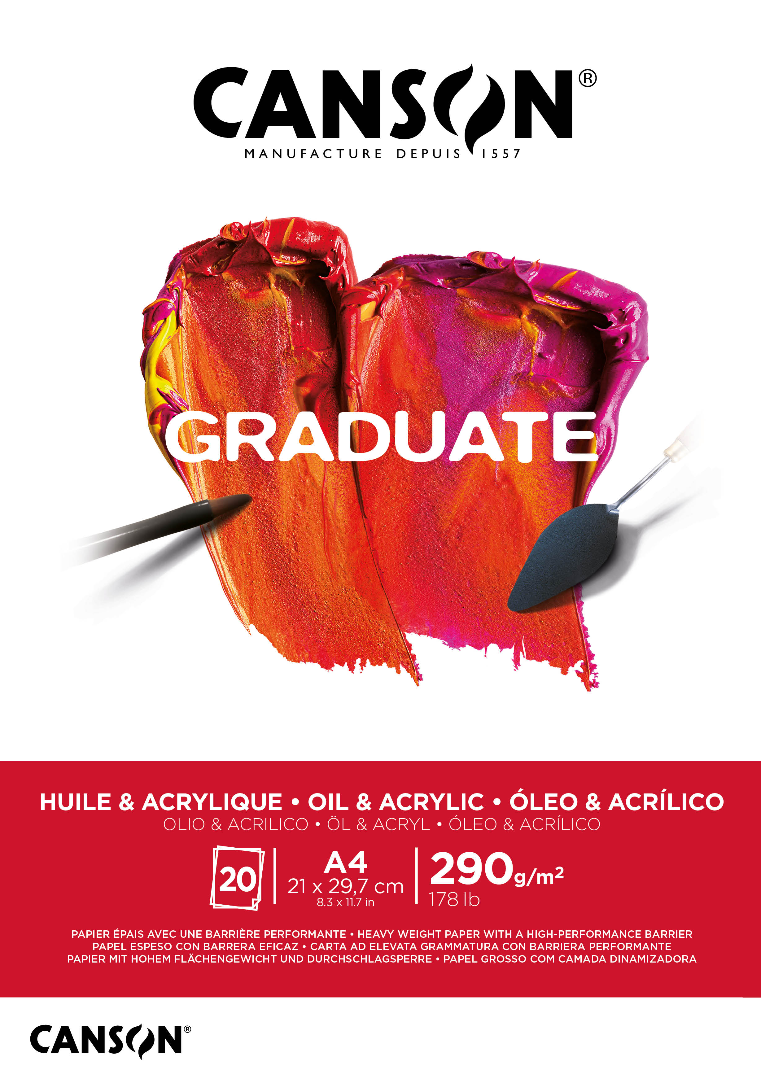 Olja/Akrylblock A4 20 ark 290g Canson Graduate