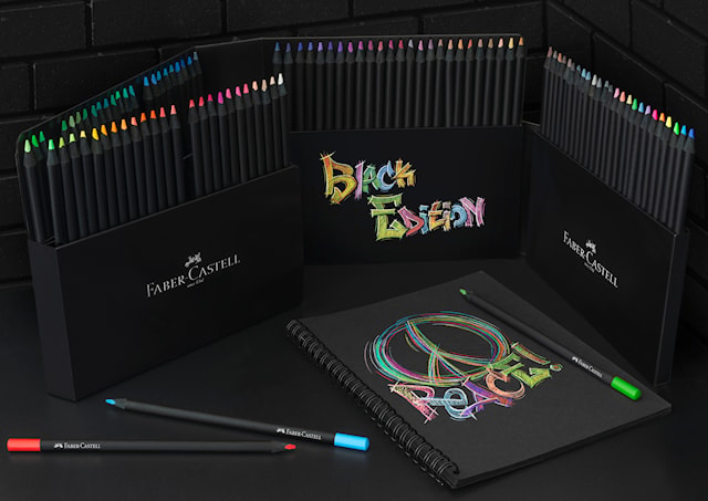 Produktbilde 3 for Fargeblyanter Black Edition Metallic farger 100-pack med pennholder Faber Castell