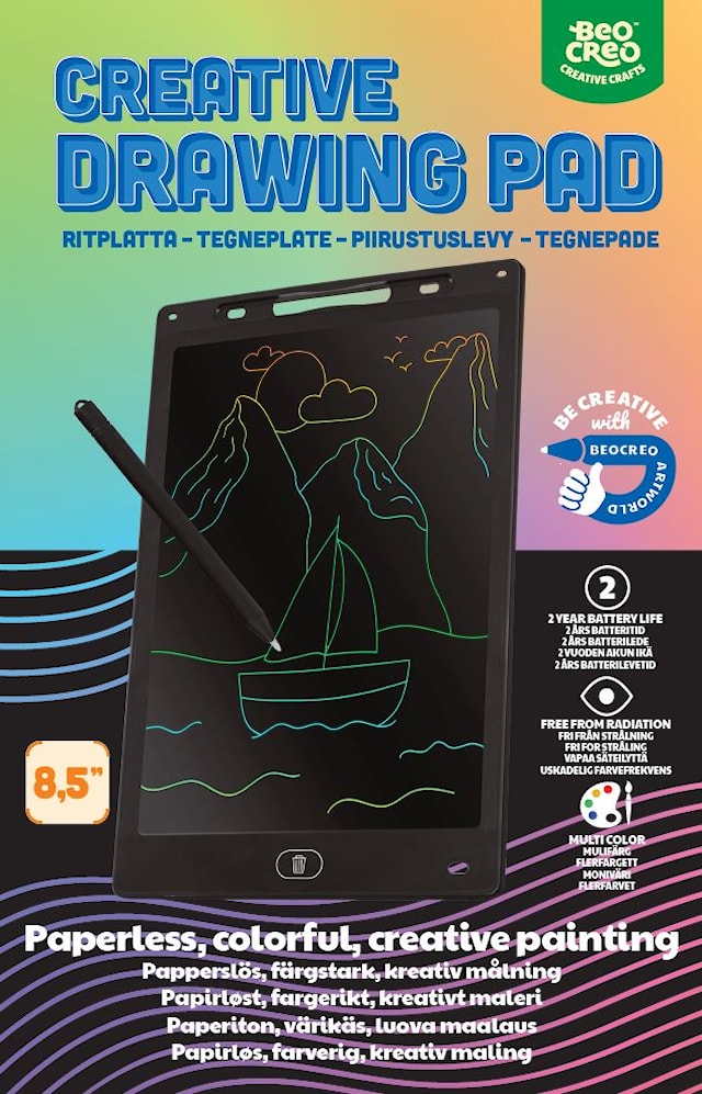 Produktbilde 2 for Kreativ LCD-tegnepad 8,5" Multi Color, Beocreo