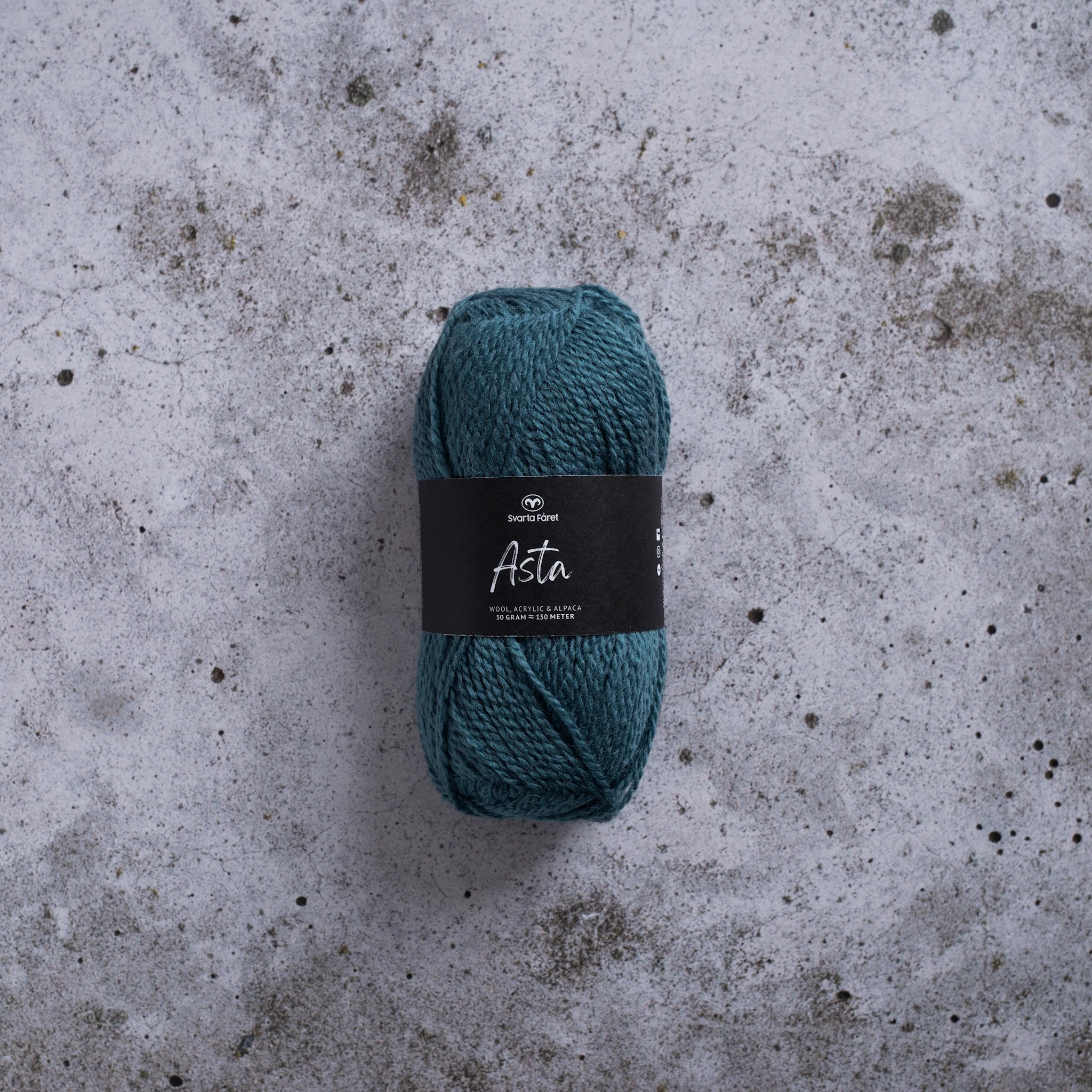 Produktbild för Asta Garn Ullmix 50 g Svarta Fåret
