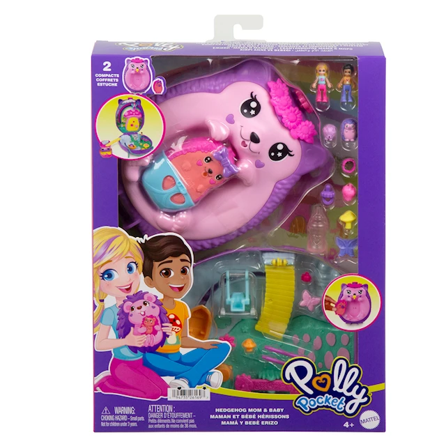 Wearable Hedgehog Mom & Baby Compact Polly Pocket