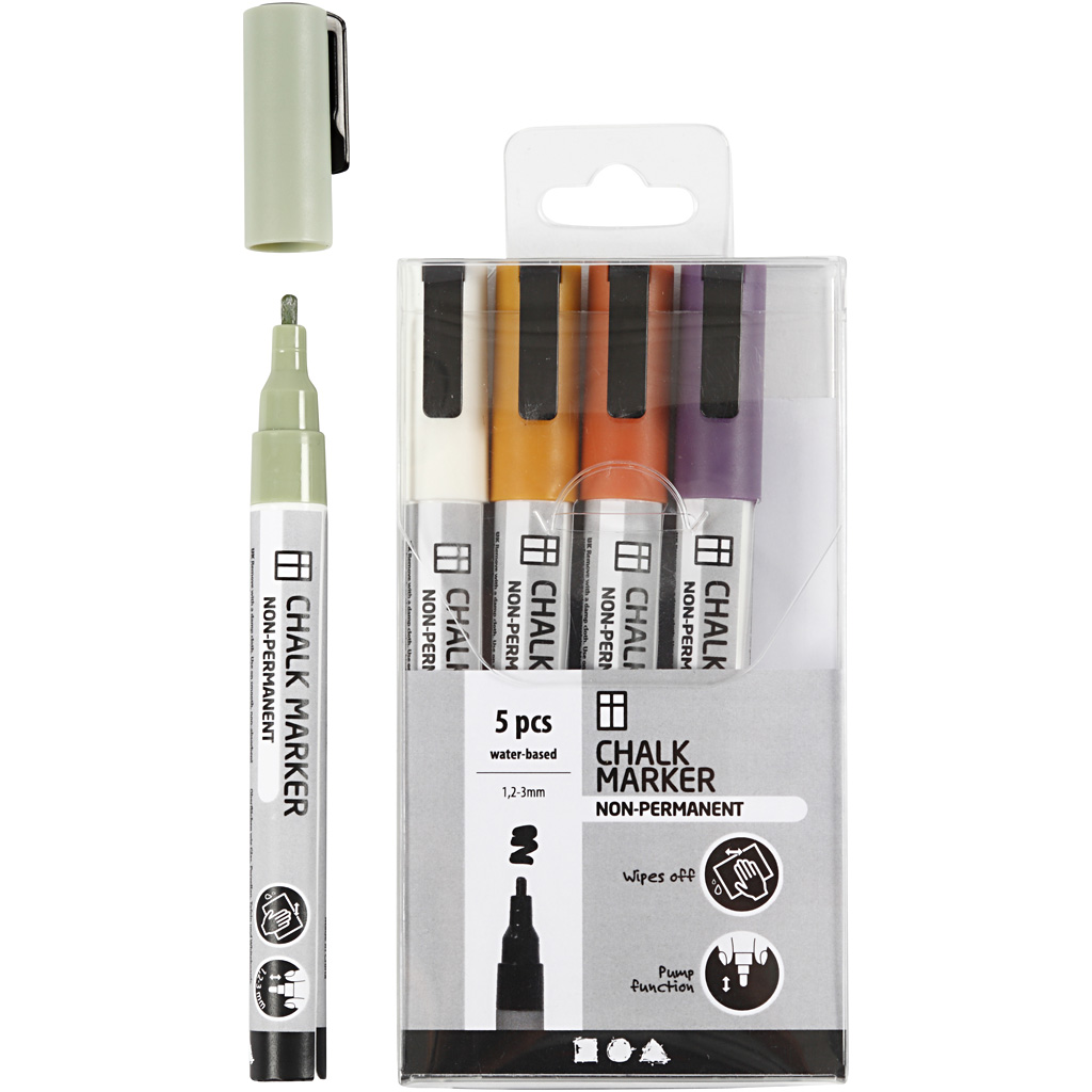 Whiteboardpennor, 1,2-3mm, 5-pack