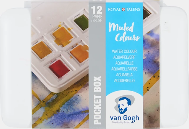 Akvarellfärg Pocket Box Van Gogh halvkopp med 12 kulörer