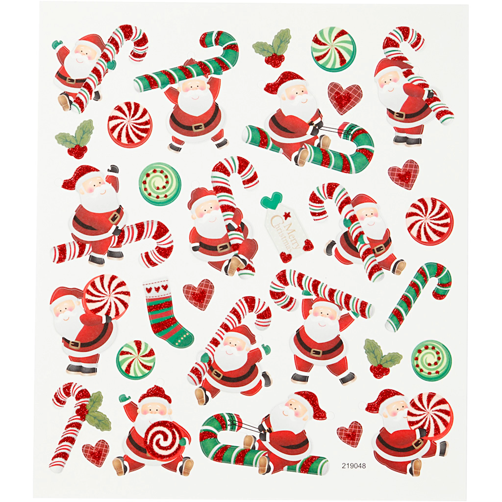 Produktbild för Klistermärken Jultomte och polkagriskäpp 15x16,5 cm 1ark