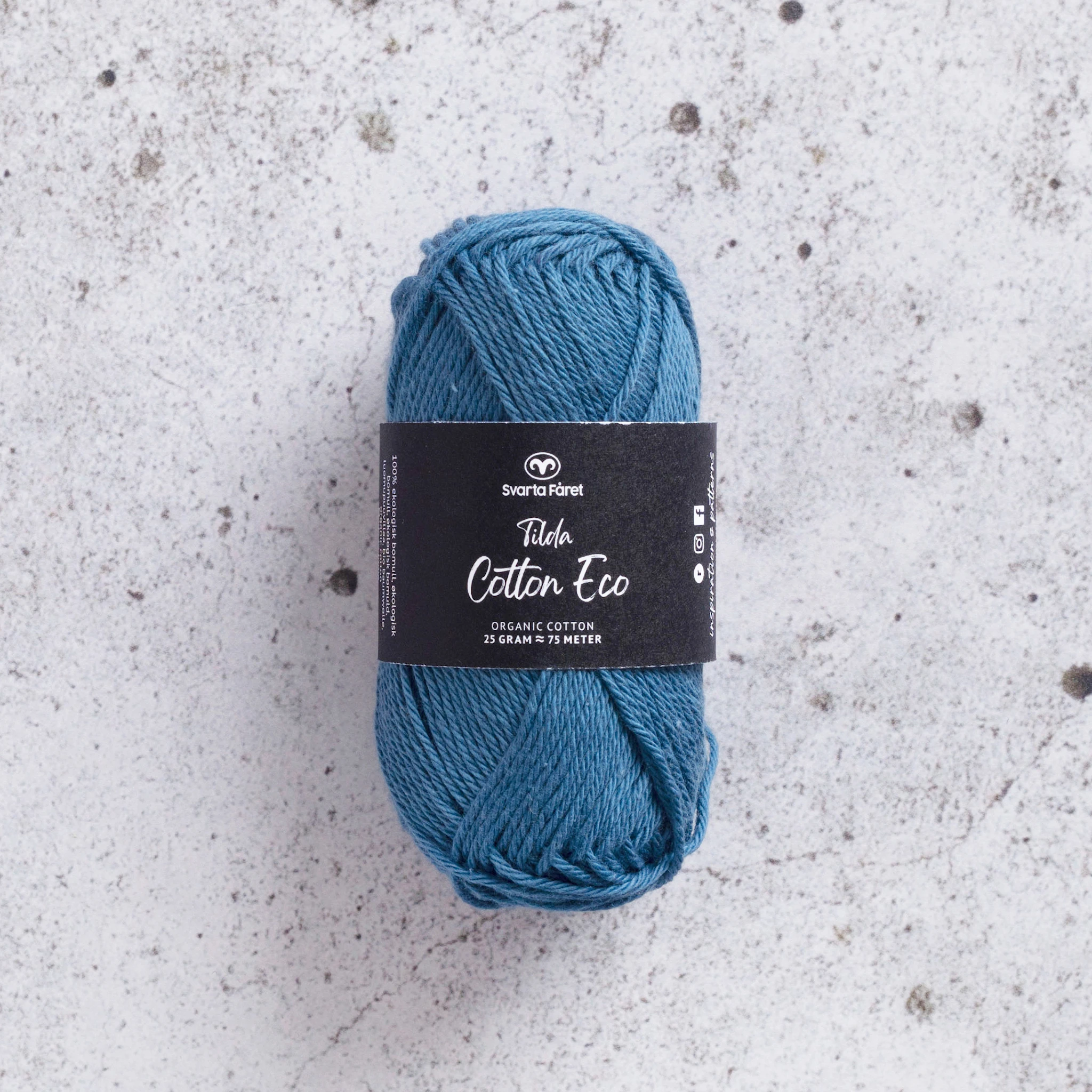 Produktbild för Tilda Cotton Eco Bomullsgarn 25 gr Svarta Fåret