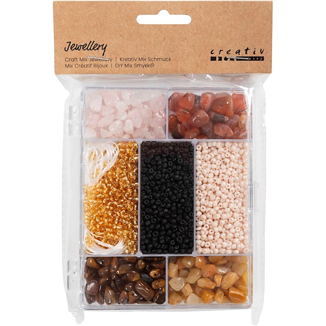 Tuotekuva 2 - Askartelupaketti Korut, Kristallit, koko 2,6-10 mm, aukon koko 0,8-1,2 mm, ca. 2520 kpl, värilajitelma, 1 pkk/ 1 pkt