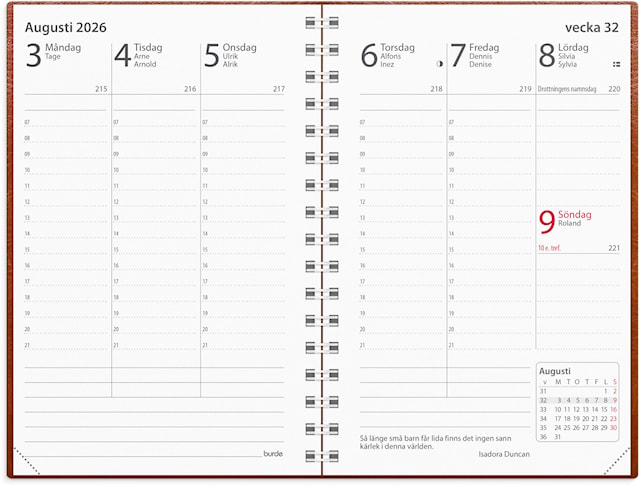 Produktbilde 2 for Kalender 2026 Prestige Konstläder Cognac Burde
