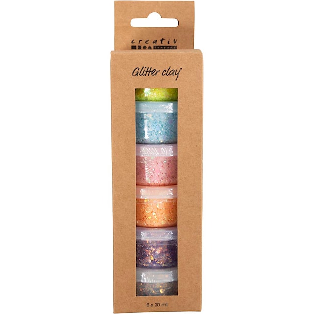 Produktbilde 3 for Glitter Clay, pastellfarger, 6x20 g/ 1 pk.